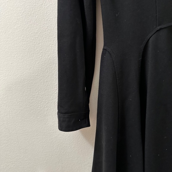 Black Collared Flare Long Sleeve Dress - Picture 2 of 6